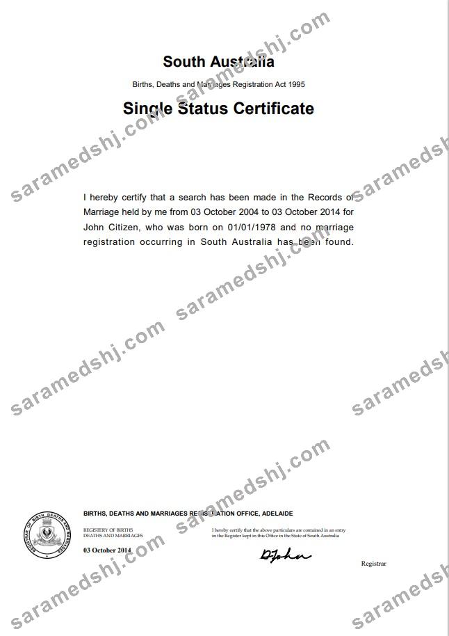 Australia South Australia divorce certificate template in Word